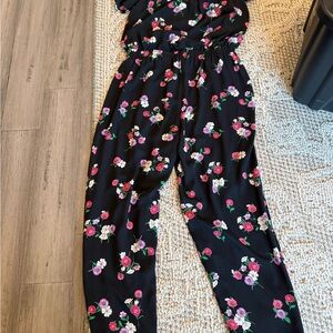 Express Black Floral Jumpsuit